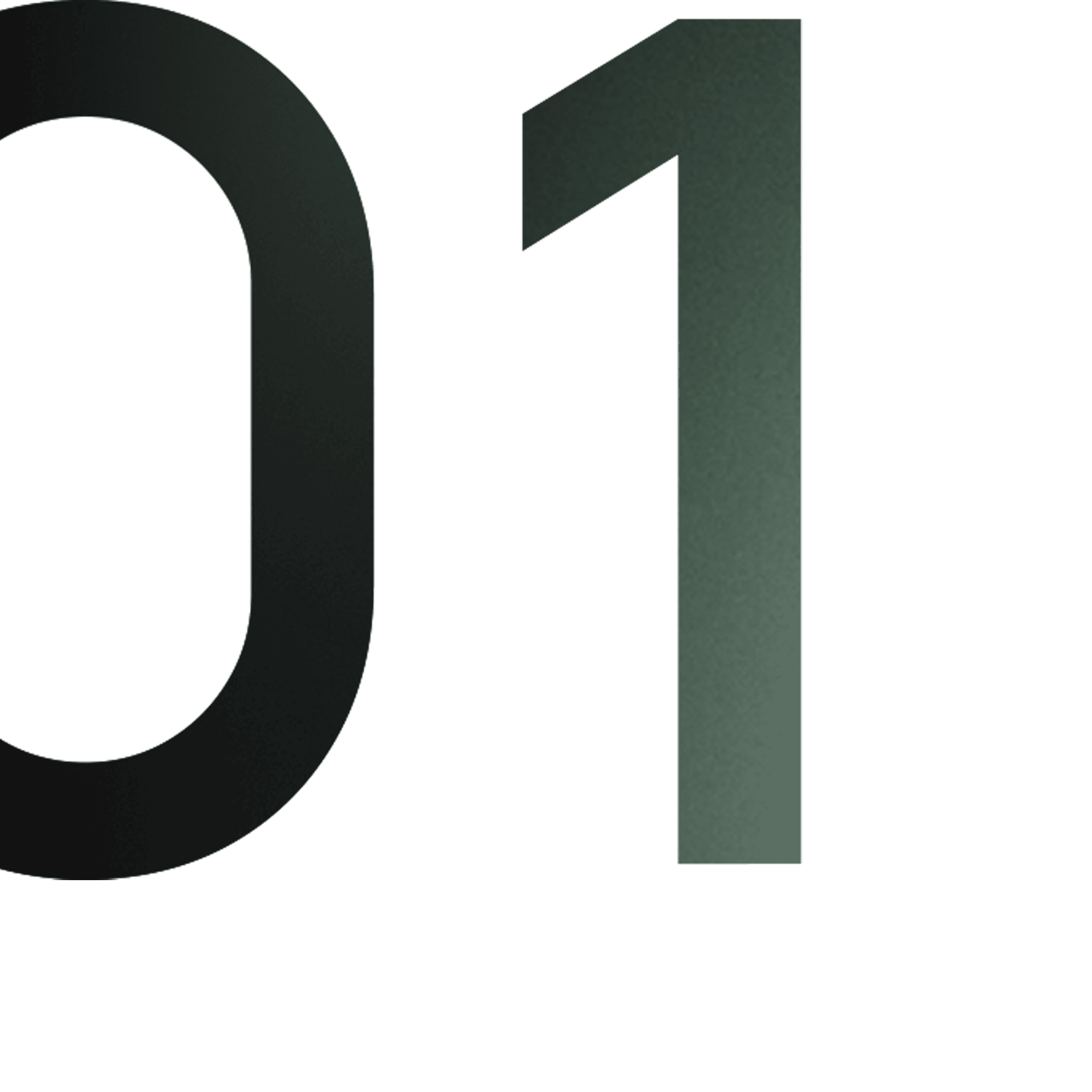 número 01 en tipografía moderna