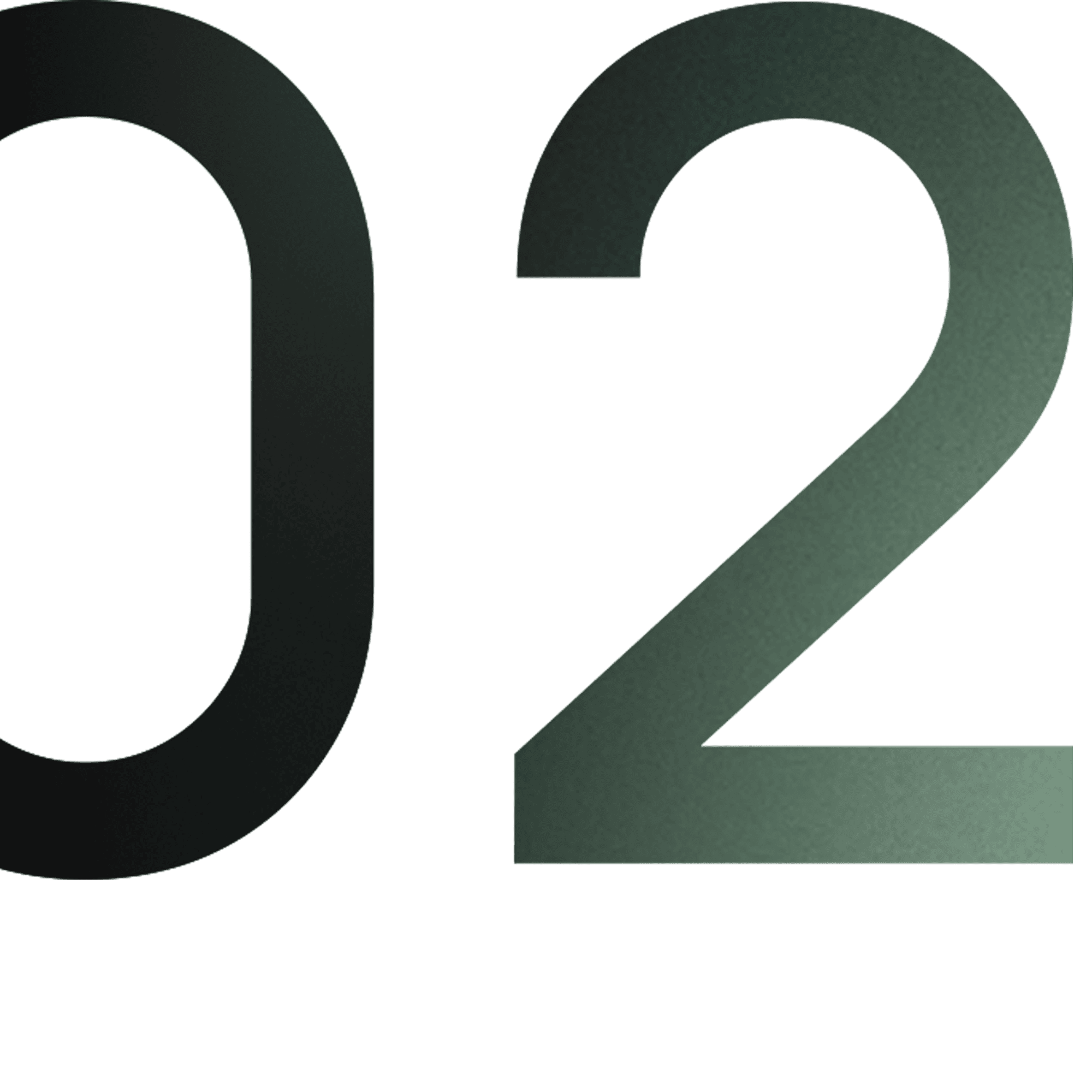 número 02 en tipografía moderna