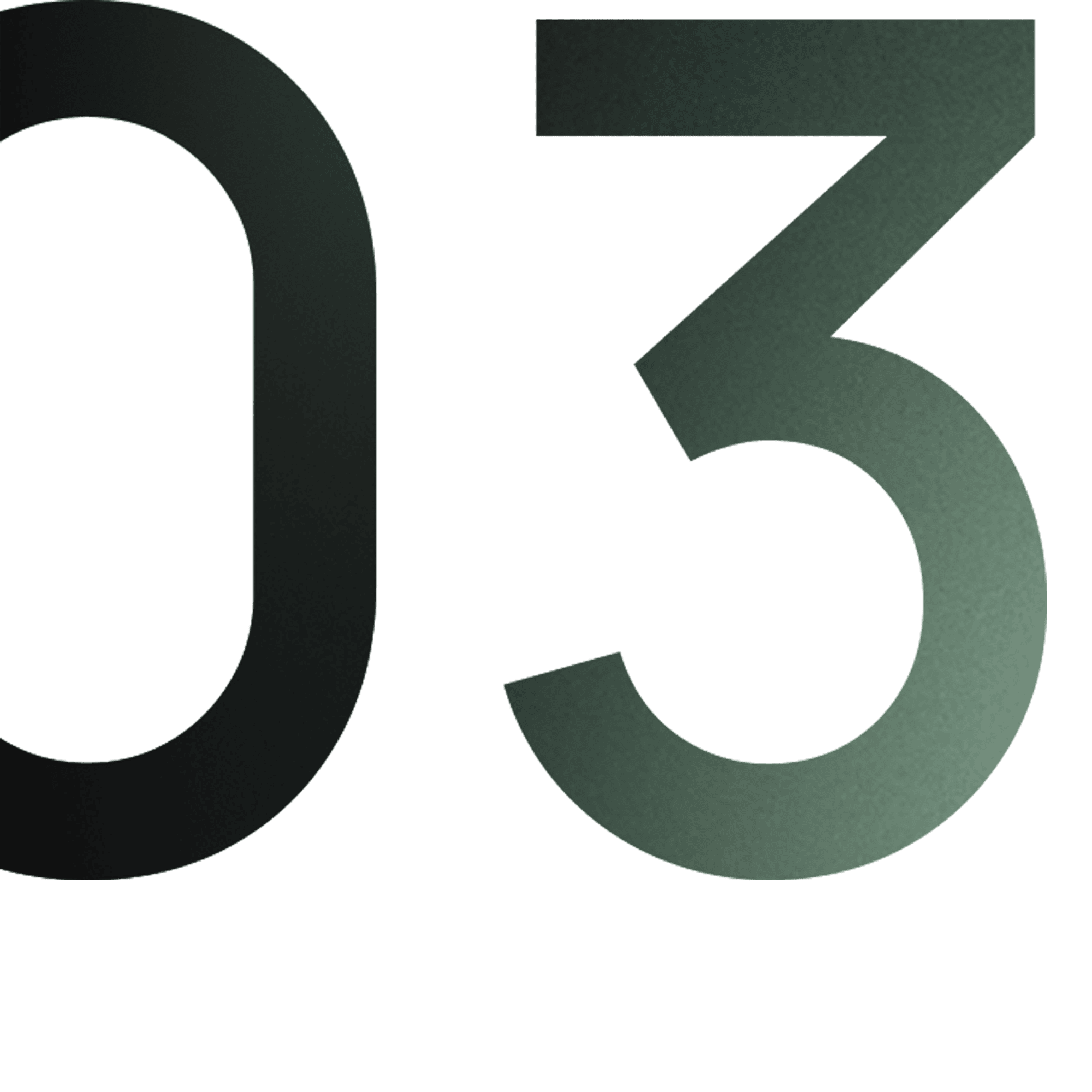 número 03 en tipografía moderna