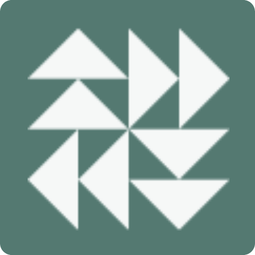 "icono geométrico corporativo en verde con patrón triangular"